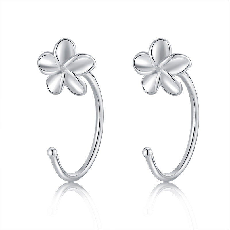 Simple Style Four Leaf Clover Heart Shape Butterfly Silver Ear Studs 1 Pair