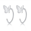 Simple Style Four Leaf Clover Heart Shape Butterfly Silver Ear Studs 1 Pair