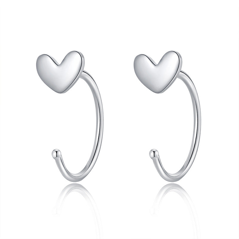 Simple Style Four Leaf Clover Heart Shape Butterfly Silver Ear Studs 1 Pair