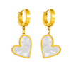 Simple Style Heart Shape Titanium Steel Plating Inlay Shell Drop Earrings 1 Pair