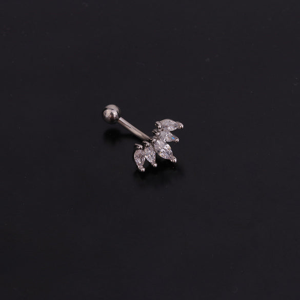 Ear Cartilage Rings & Studs Lady Flower 316 Stainless Steel  Copper Inlaid Zircon