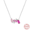 Fashion Geometric Square Silver Inlay Zircon Necklace