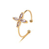 Cute Four Leaf Clover Stainless Steel Plating Inlay Zircon Open Rings