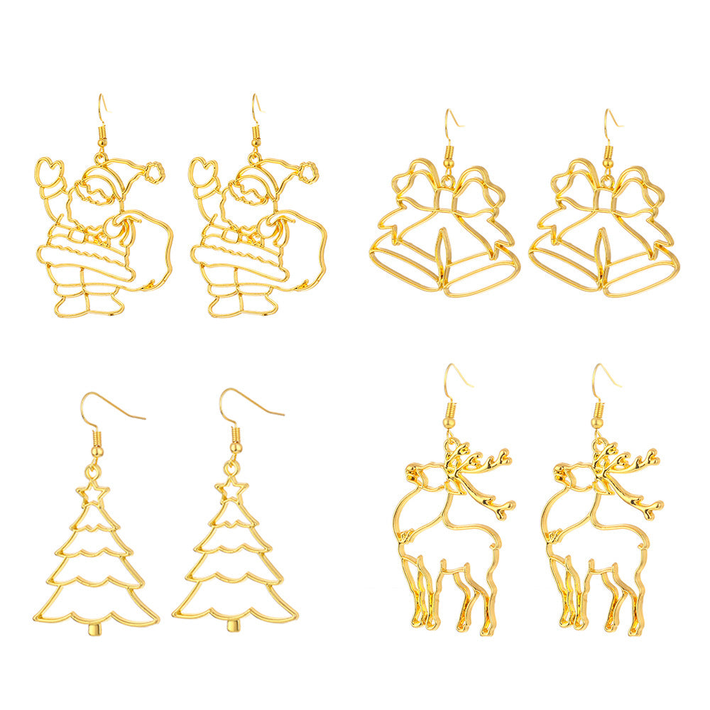 1 Pair Fashion Christmas Tree Santa Claus Bell Plating Alloy Earrings