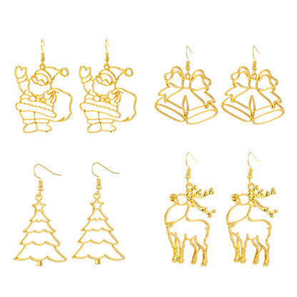 1 Pair Fashion Christmas Tree Santa Claus Bell Plating Alloy Earrings