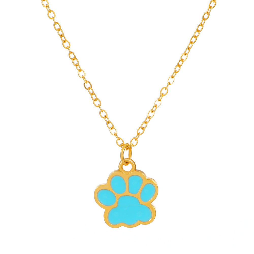 Simple Style Dog's Paw Alloy Enamel Women's Necklace