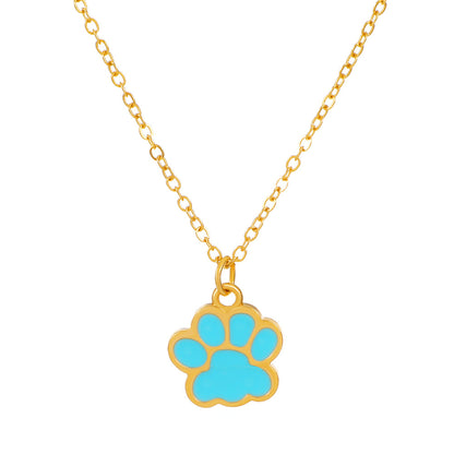 Simple Style Dog's Paw Alloy Enamel Women's Necklace