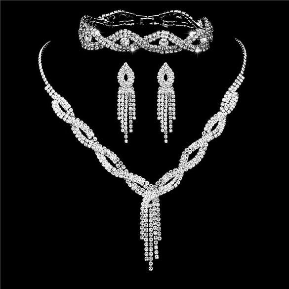 Fashion Water Droplets Alloy Inlay Rhinestones Women's Bracelets Earrings Necklace