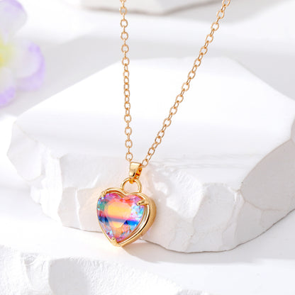 Fashion Heart Shape Alloy Inlay Artificial Crystal Women's Pendant Necklace 1 Piece