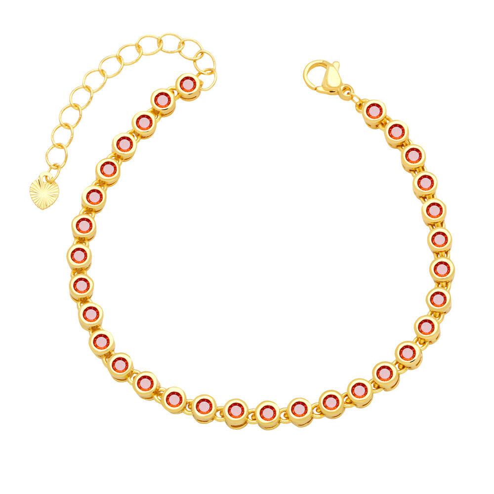 Simple Style Round Copper Gold Plated Zircon Bracelets 1 Piece