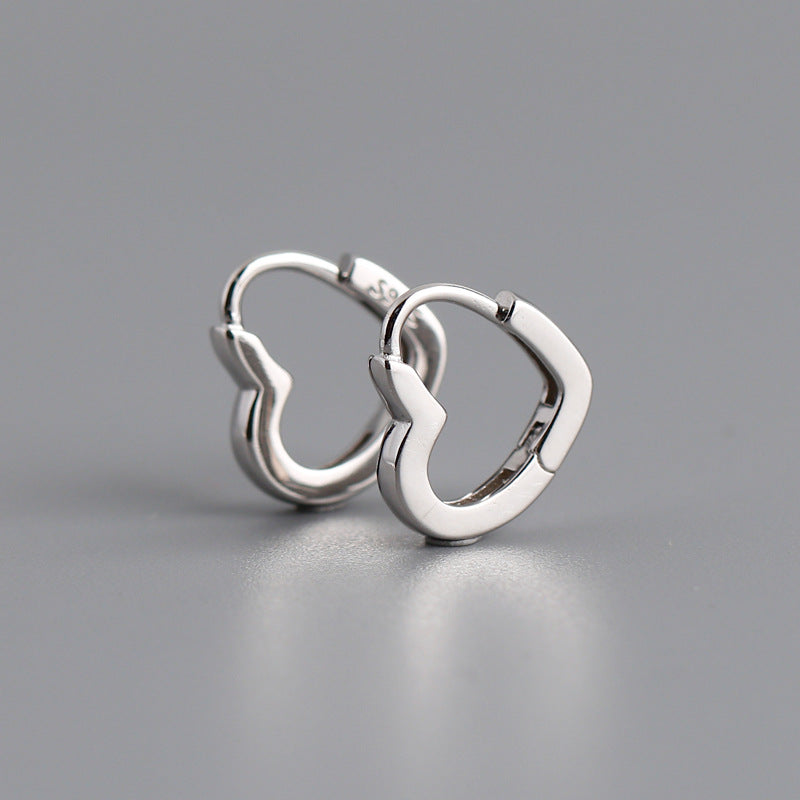 1 Pair Fashion Heart Shape Sterling Silver Earrings