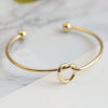 Fashion Heart Shape Bow Knot Metal Women's Bangle 1 Piece