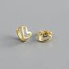 Fashion Heart Shape Sterling Silver Ear Studs 1 Pair