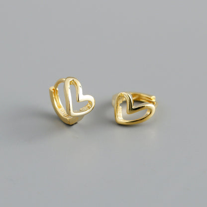 Fashion Heart Shape Sterling Silver Ear Studs 1 Pair