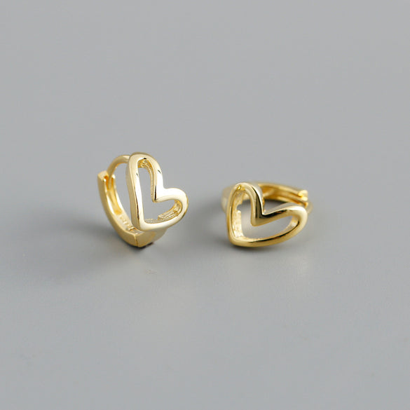 Fashion Heart Shape Sterling Silver Ear Studs 1 Pair