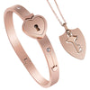 Retro Heart Shape Titanium Steel Rhinestone Bangle 1 Set