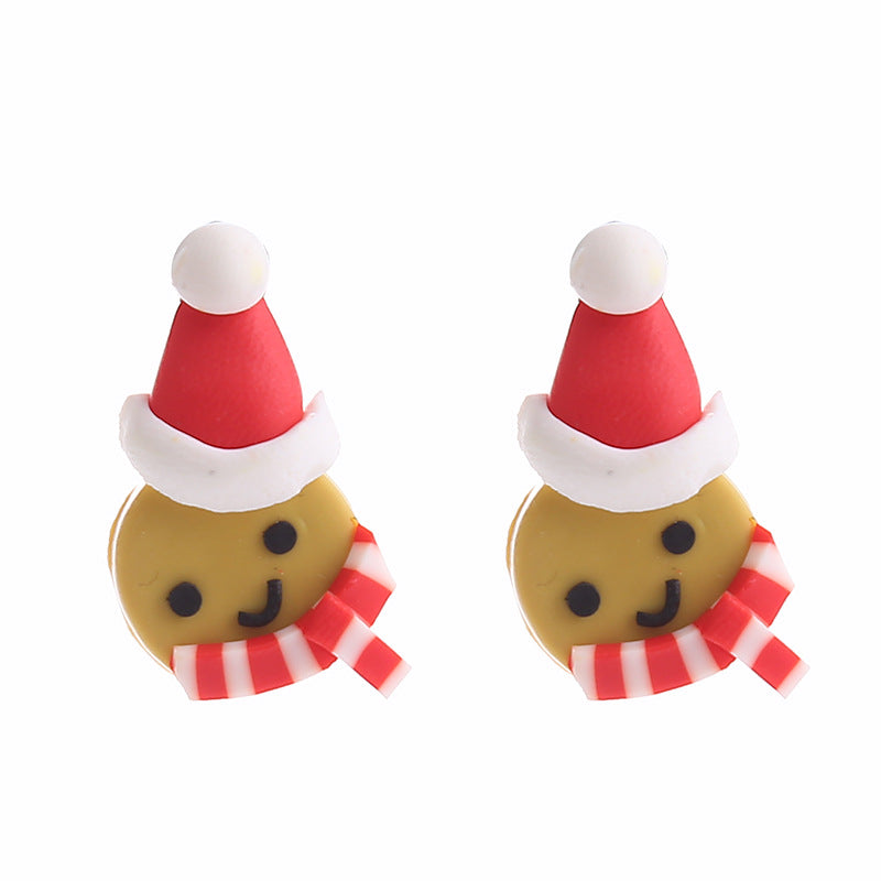 Fashion Santa Claus Snowman Snowflake Soft Clay Women's Ear Studs 1 Pair