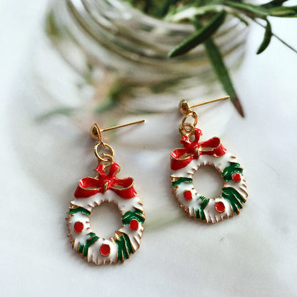 Fashion Christmas Tree Wreath Deer Alloy Plating Women's Drop Earrings Ear Clips 1 Pair