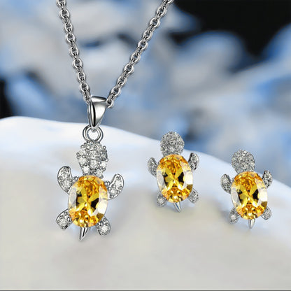 Luxurious Tortoise Alloy Plating Artificial Diamond Women's Earrings Necklace