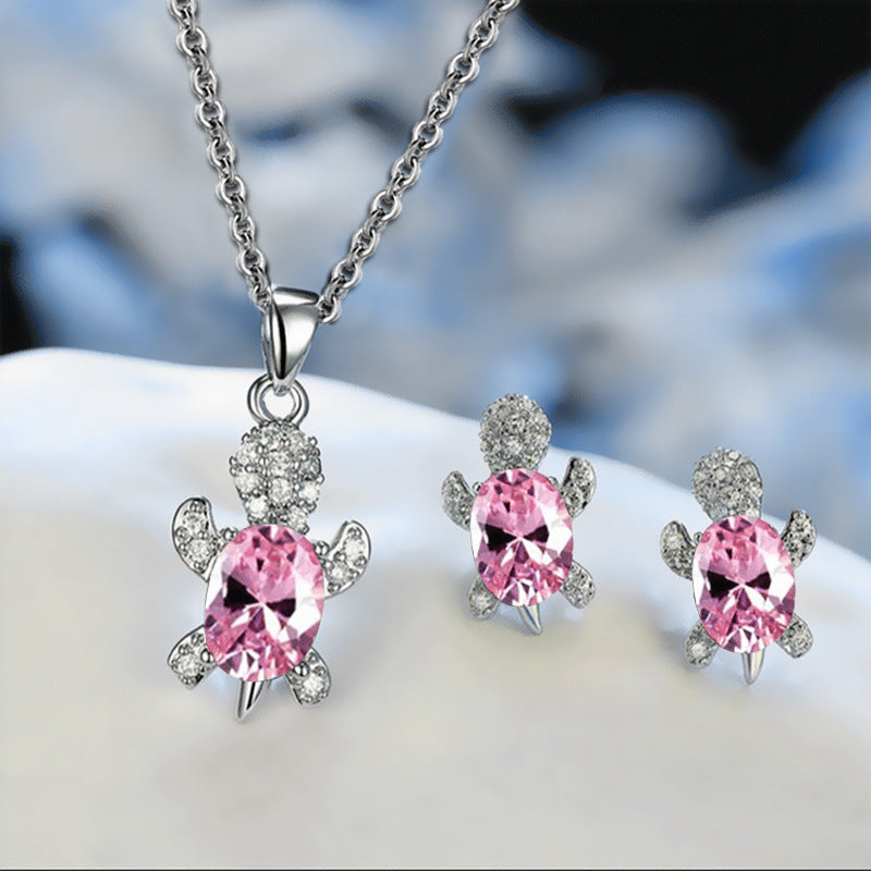 Luxurious Tortoise Alloy Plating Artificial Diamond Women's Earrings Necklace