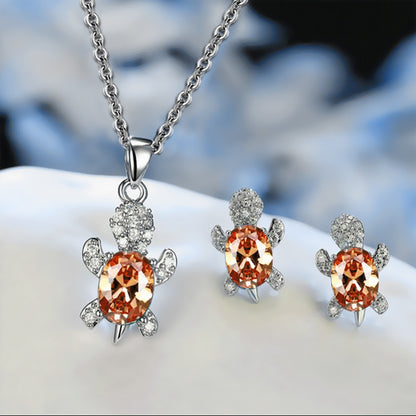 Luxurious Tortoise Alloy Plating Artificial Diamond Women's Earrings Necklace