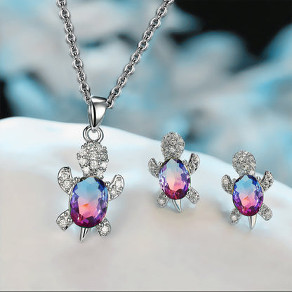 Luxurious Tortoise Alloy Plating Artificial Diamond Women's Earrings Necklace