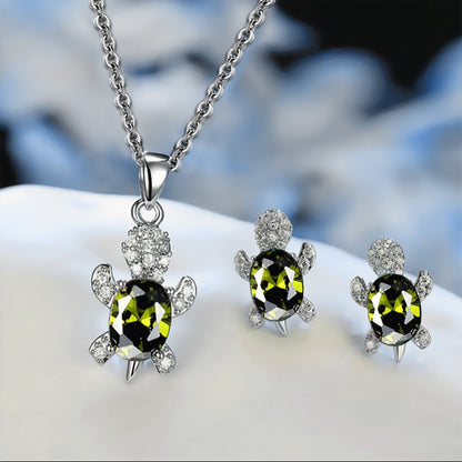 Luxurious Tortoise Alloy Plating Artificial Diamond Women's Earrings Necklace