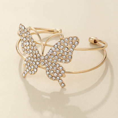 Elegant Butterfly Metal Plating Artificial Crystal Women's Bangle 1 Piece