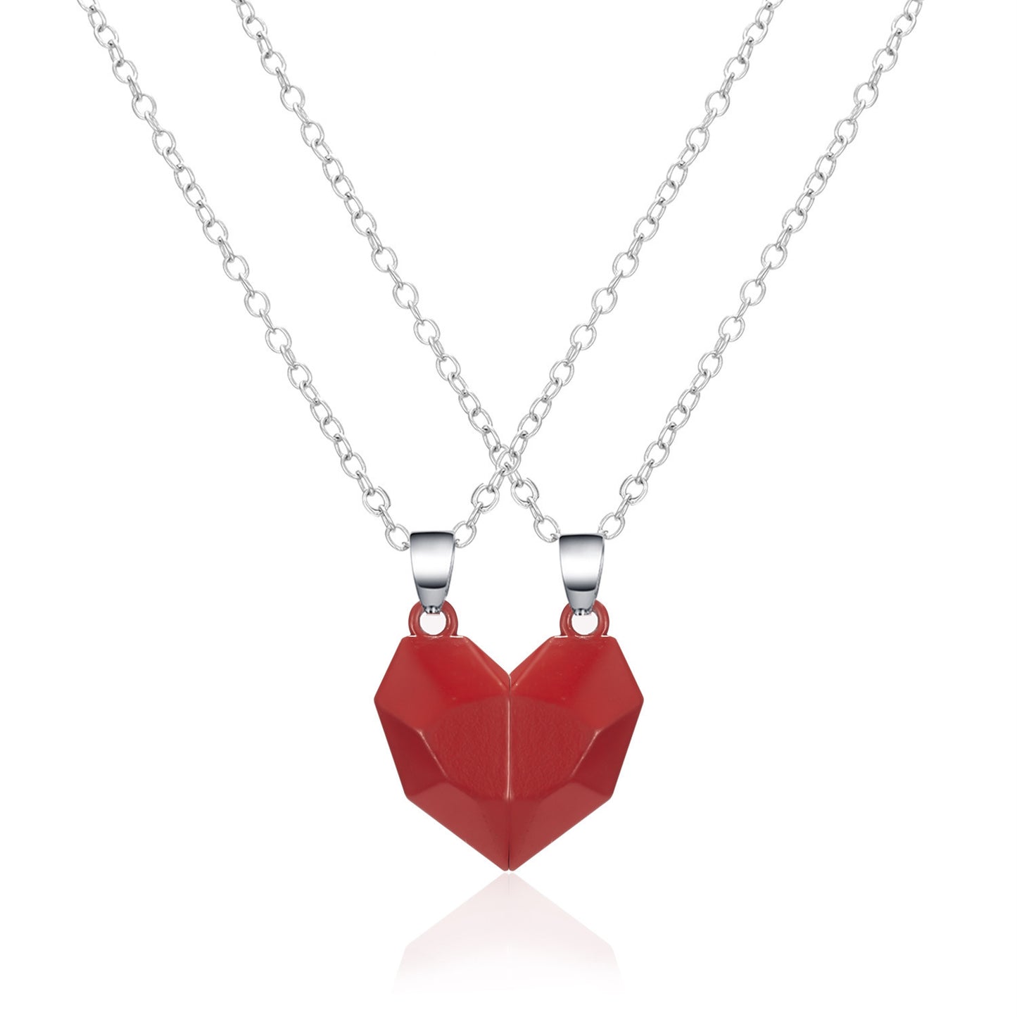 Fashion Heart Shape Alloy Plating Couple Pendant Necklace 2 Pieces