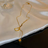 Sweet Heart Shape Fish Tail Copper Pearl Inlay Zircon Necklace