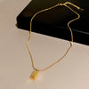 Sweet Heart Shape Fish Tail Copper Pearl Inlay Zircon Necklace