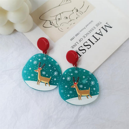 1 Pair Fashion Christmas Tree Santa Claus Snowman Arylic Earrings