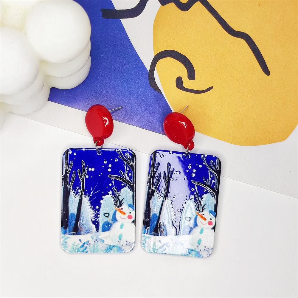 1 Pair Fashion Christmas Tree Santa Claus Snowman Arylic Earrings