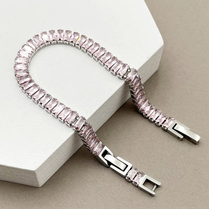 Simple Style Square Stainless Steel Inlay Zircon Bracelets