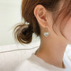 Fashion Round Copper Inlay Pearl Ear Studs 1 Pair