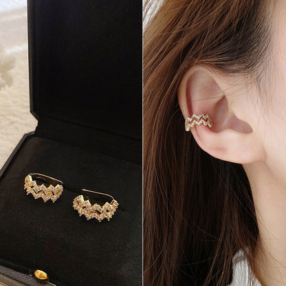 Fashion Bow Knot Copper Inlay Zircon Ear Clips