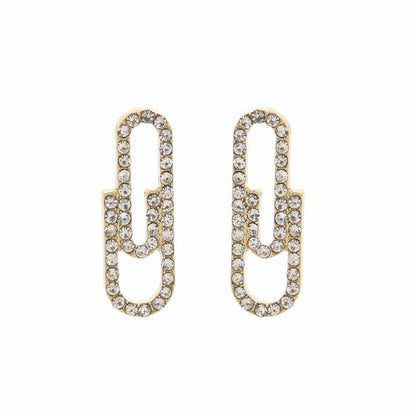 Fashion Paper Clip Alloy Plating Rhinestones Women's Earrings 1 Pair