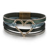 Fashion Heart Shape Pu Leather Alloy Knitting Women's Bracelets