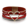 Fashion Heart Shape Pu Leather Alloy Knitting Women's Bracelets