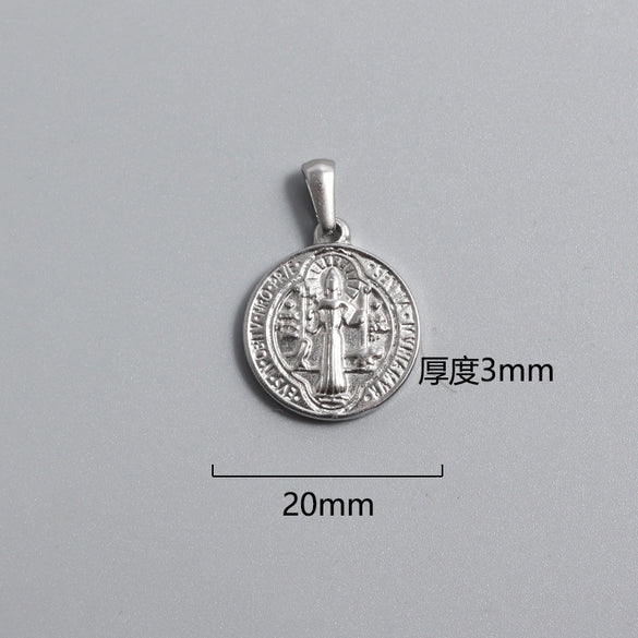 1 Piece Titanium Steel Portrait Cross Heart Shape Polished Pendant