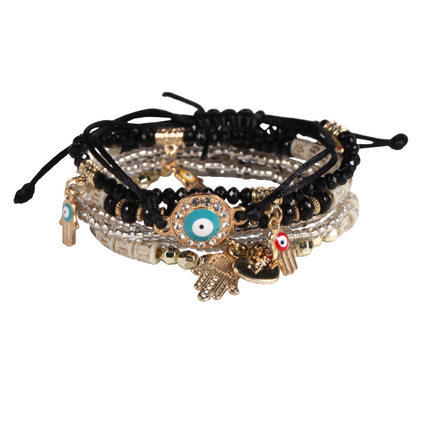 Ethnic Style Devil's Eye Beaded Alloy Inlay Rhinestones Women's Bracelets