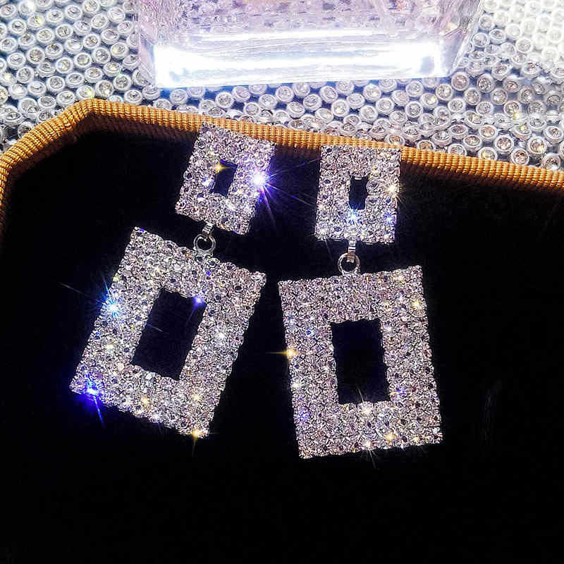 Retro Rhombus Alloy Plating Rhinestones Women's Drop Earrings 1 Pair