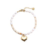 Fashion Heart Shape Fish Tail Pearl Handmade Inlay Artificial Gemstones Bracelets 1 Piece