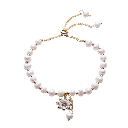 Fashion Heart Shape Fish Tail Pearl Handmade Inlay Artificial Gemstones Bracelets 1 Piece