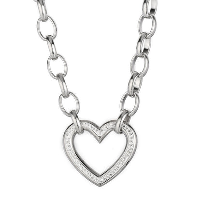 Fashion Heart Shape Titanium Steel Plating Hollow Out Inlay Zircon Bracelets Necklace