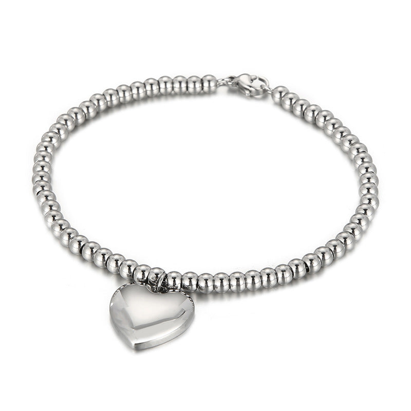 Fashion Heart Shape Titanium Steel Plating Bracelets Necklace