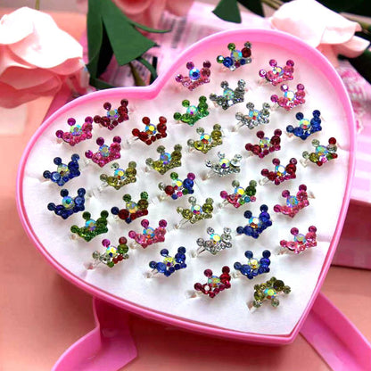 Cartoon Style Crown Flower Butterfly Alloy Plating Inlay Rhinestones Girl's Rings 1 Set