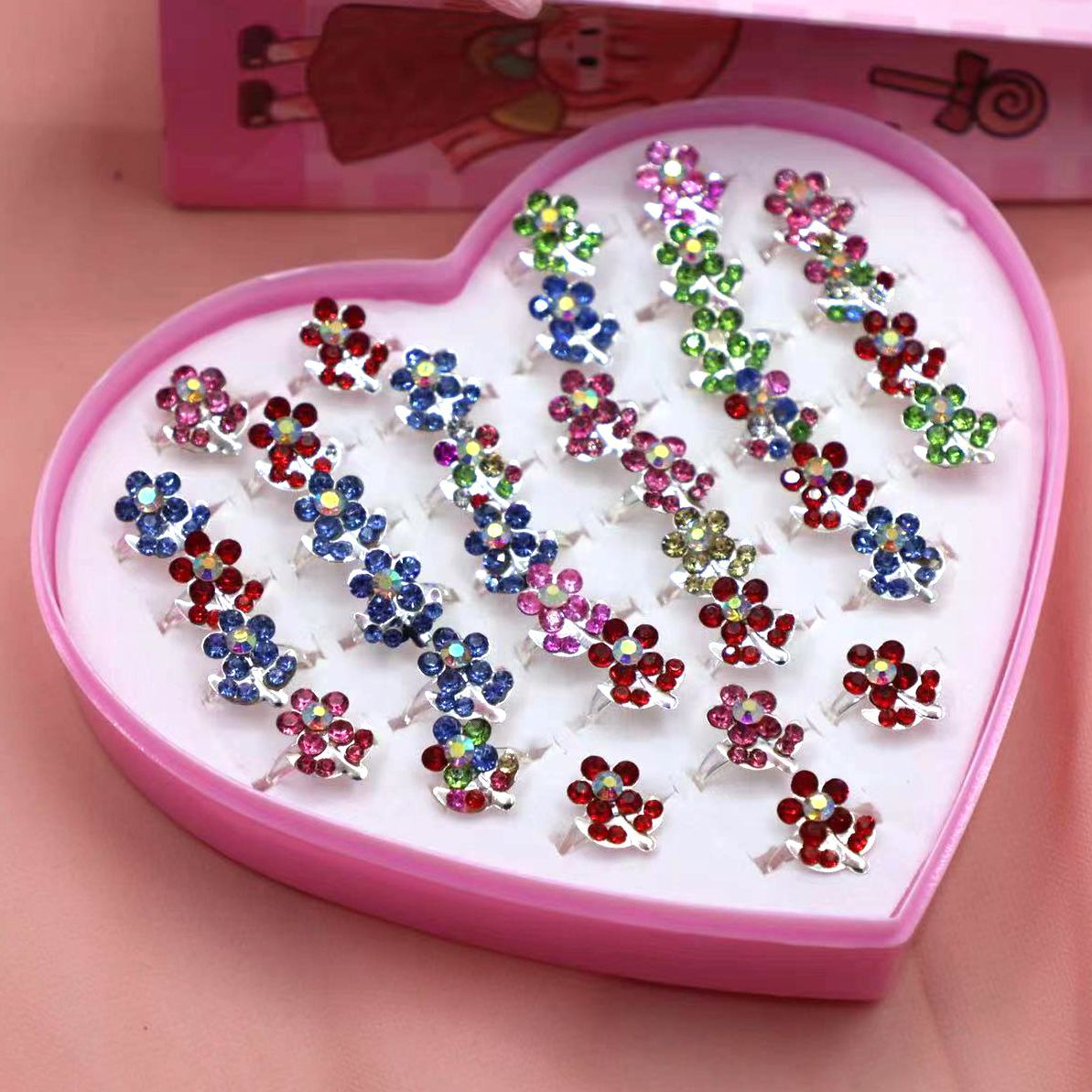 Cartoon Style Crown Flower Butterfly Alloy Plating Inlay Rhinestones Girl's Rings 1 Set