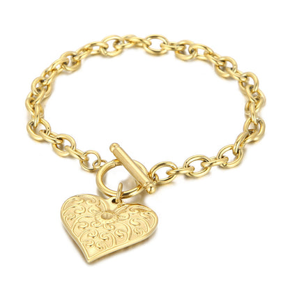 Fashion Heart Shape Titanium Steel Plating Bracelets Necklace