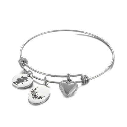 Simple Style Heart Shape Flower Titanium Steel Plating Hollow Out Bangle 1 Piece